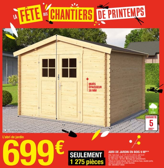 Abri de Jardin Bois SARAN 5,9 M² - Solid