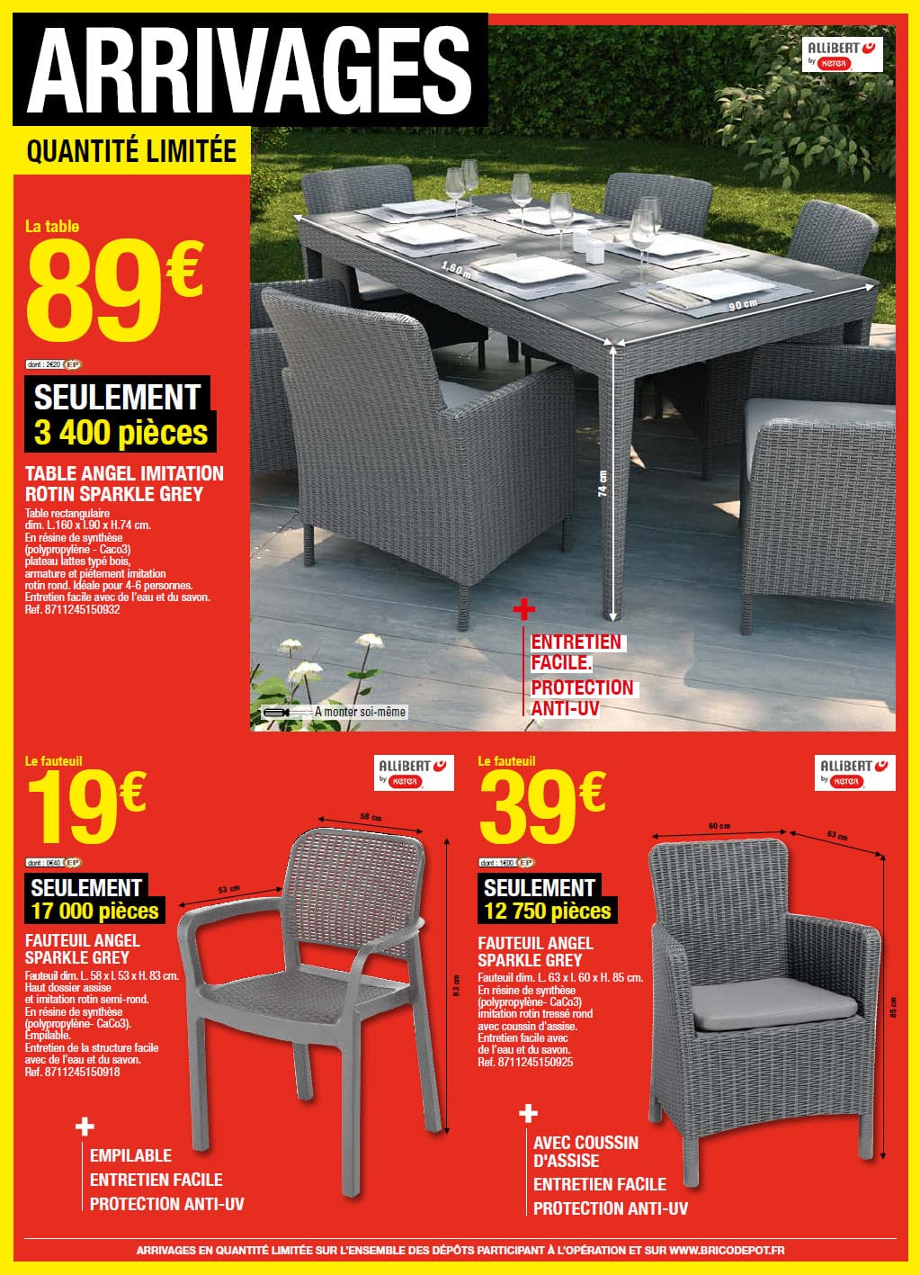 table de jardin brico depot arrivage