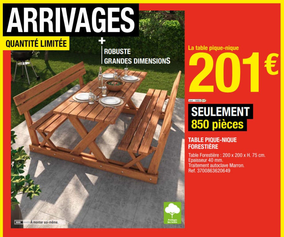 table de jardin en bois brico dépot