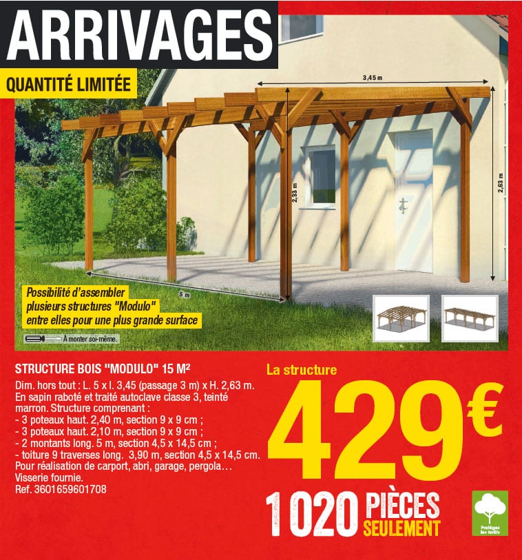 carport bois arrivages brico dépot