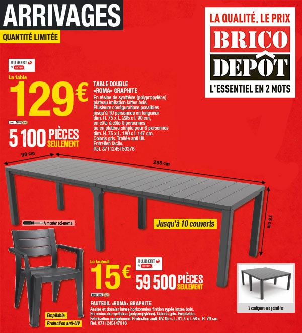 table de jardin brico depot