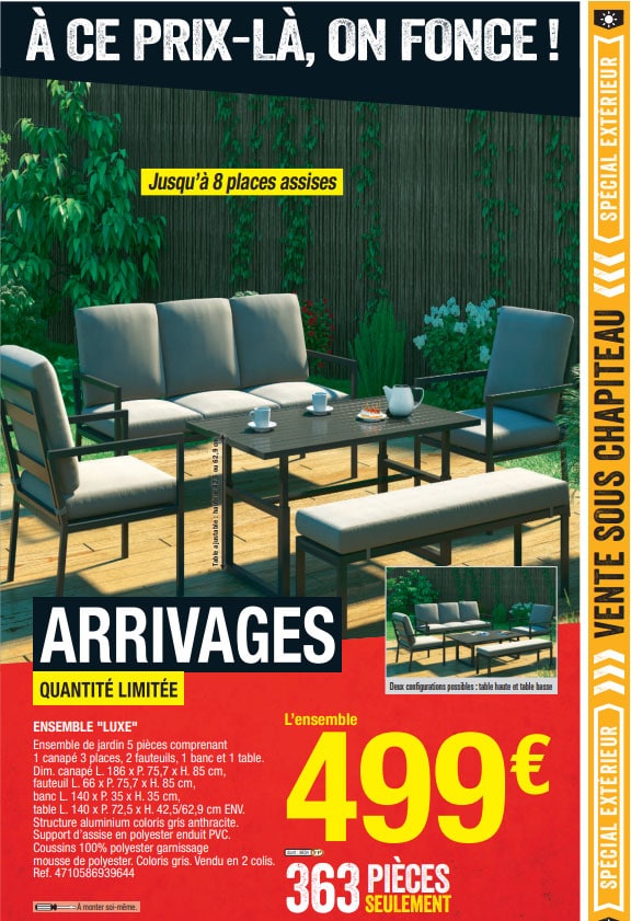 arrivage salon de jardin