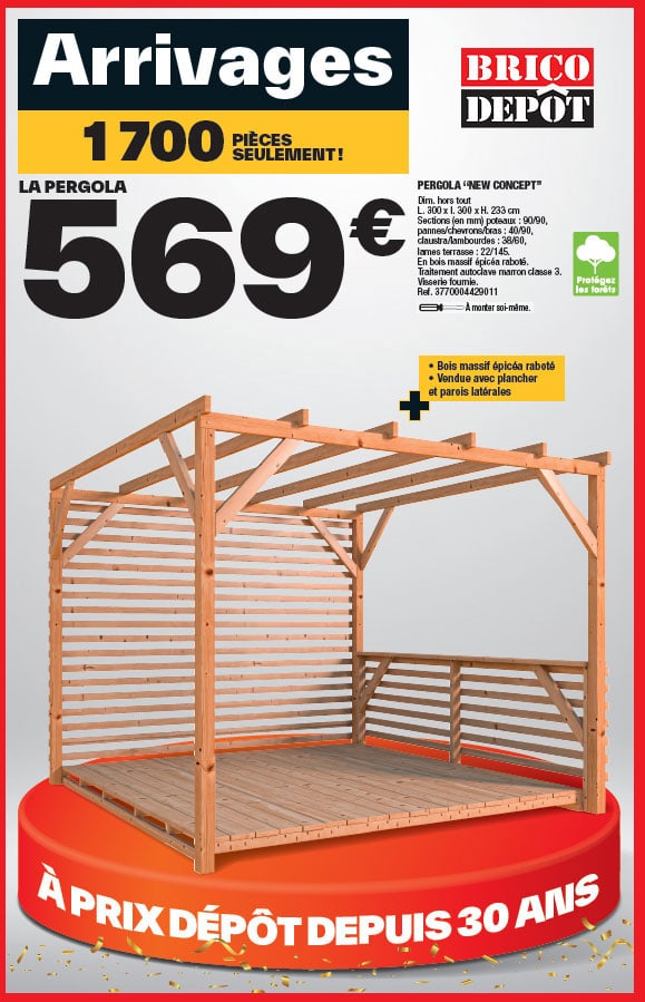 pergola en bois massif brico dépôt