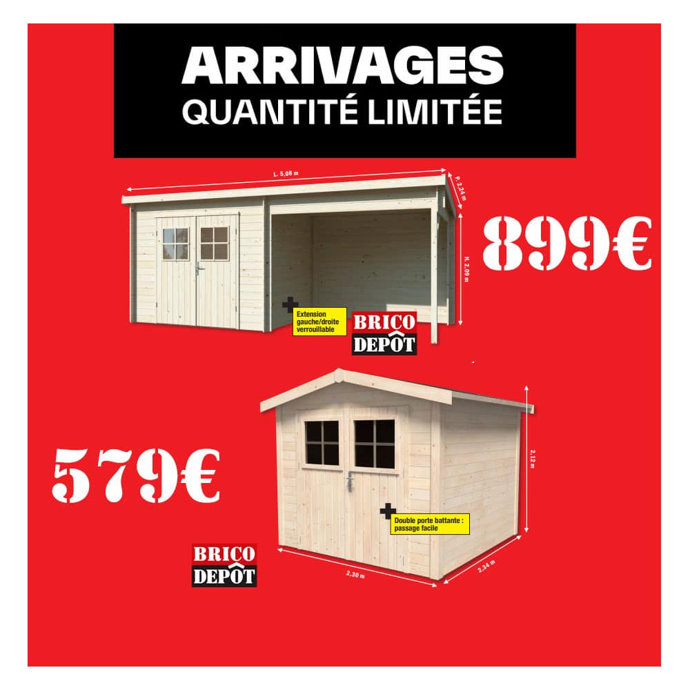 arrivages brico dépôt 2025 : les abris de jardin