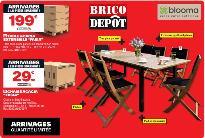 Salon de jardin brico dépôt en bois et aluminium