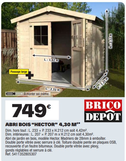 abri de jardin en bois bricodepot