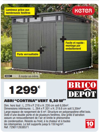 abri de jardin brico depot en resine