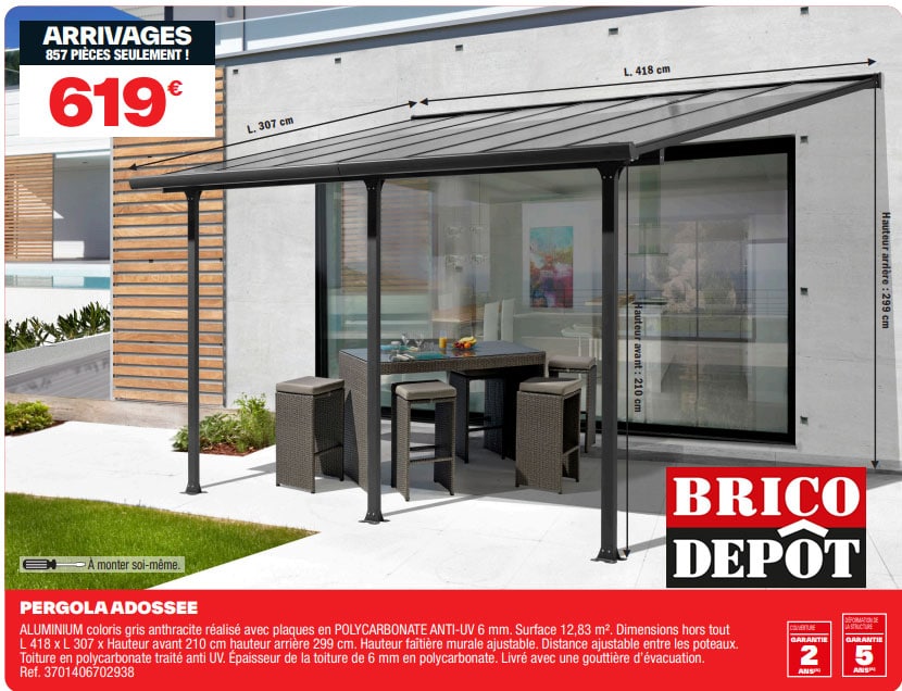 pergola adossée brico depot