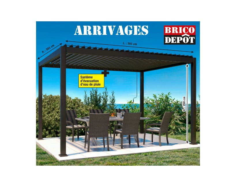 arrivages pergola bioclimatique brico depot