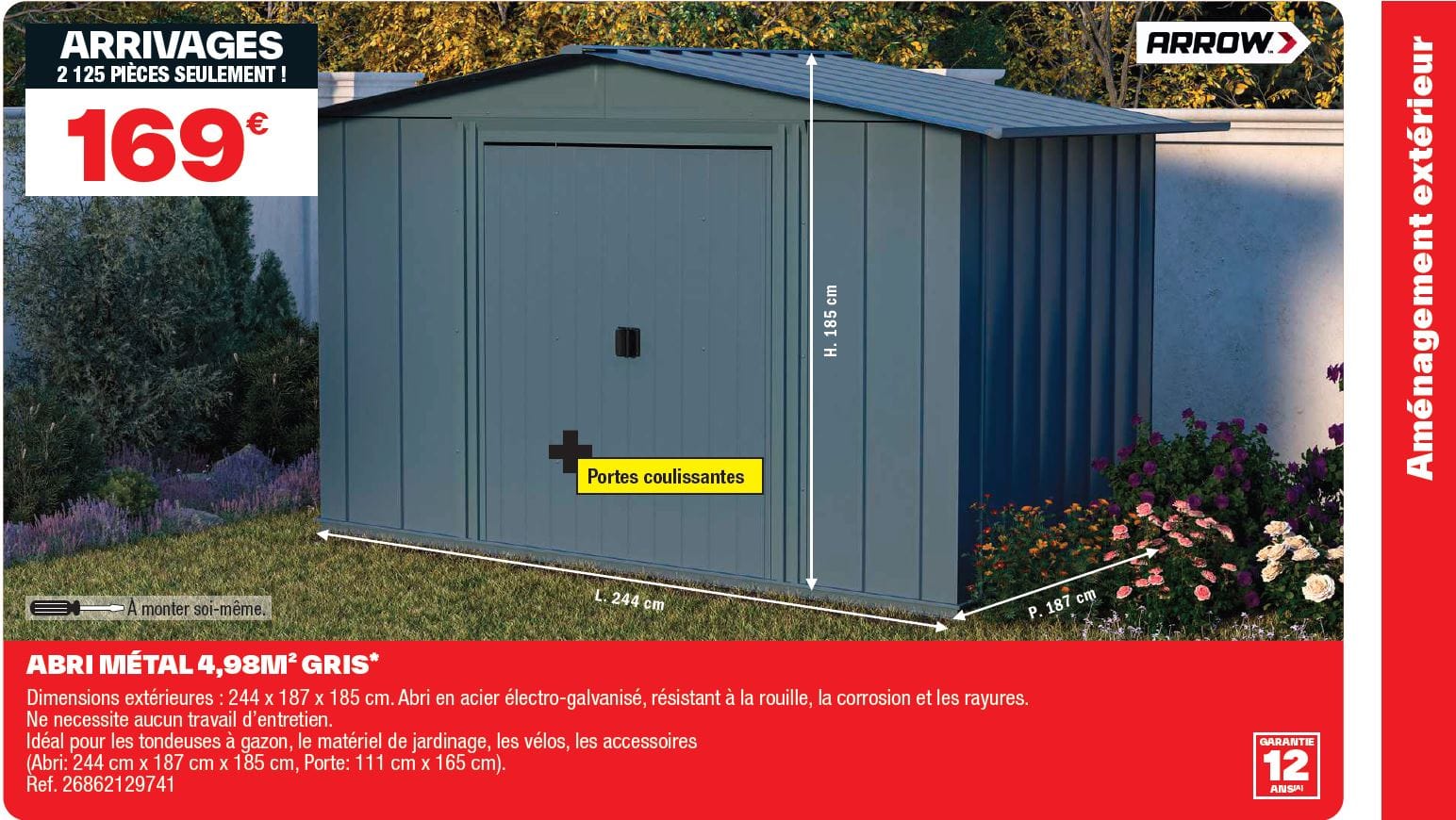 abri de jardin brico dépôt à 169€