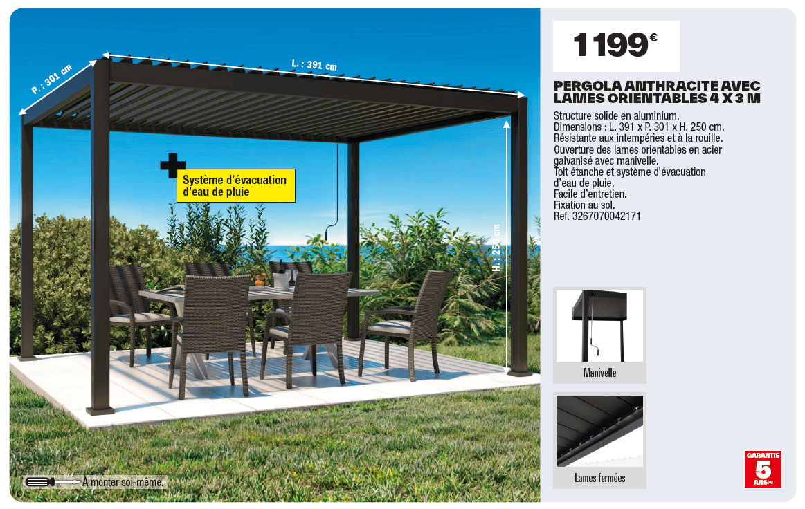 pergola bioclimatique brico dépôt