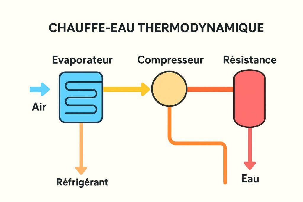 Principe de fonctionnement d'un chauffe-eau thermodynamique