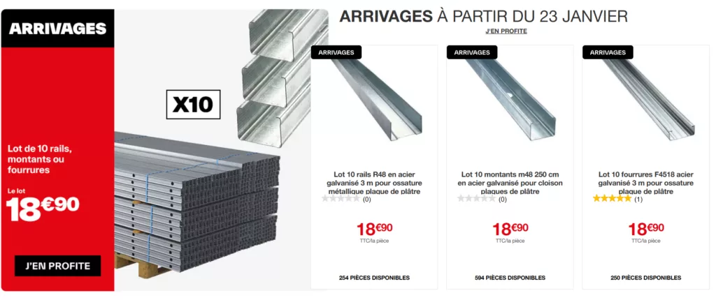 Catalogue Brico Dépôt de février 2026, des montants placo à prix cassé Catalogue Brico Dépôt de février 2026, des montants placo à prix cassé