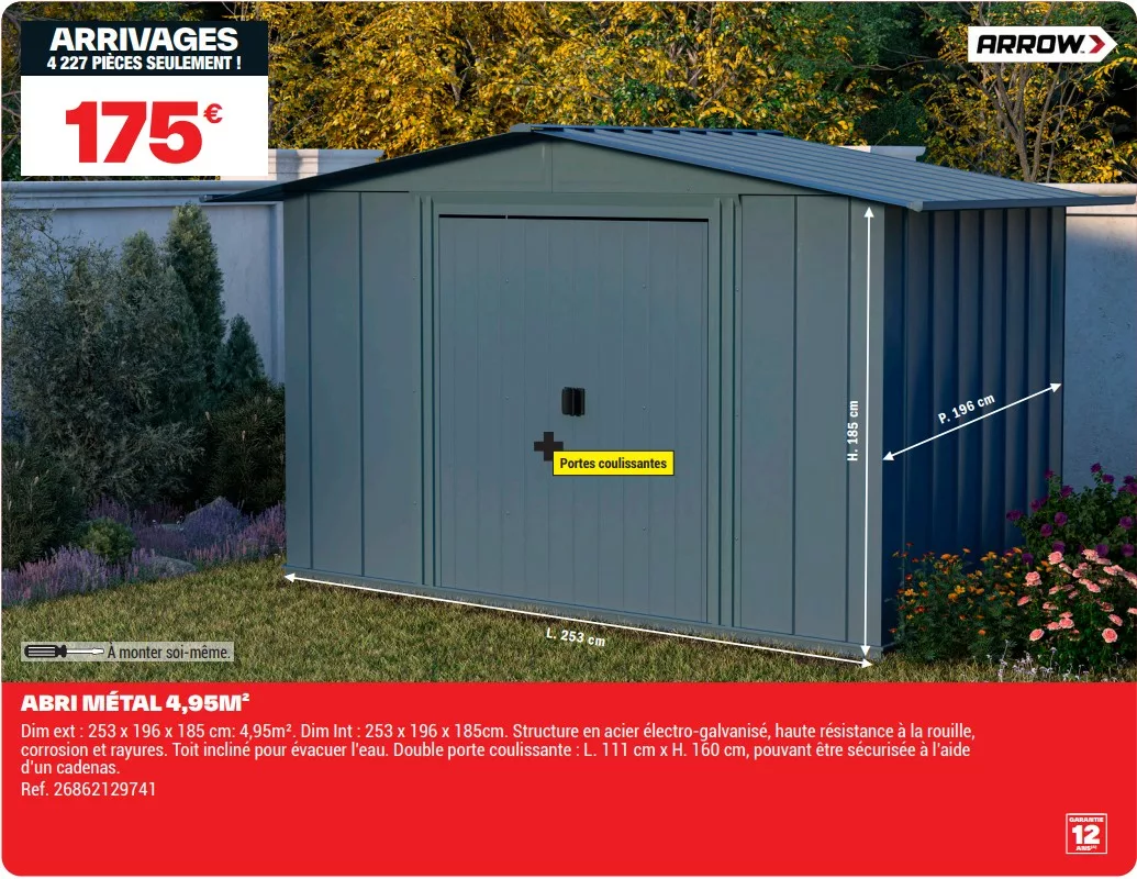 abri de jardin en métal brico dépôt à 175€