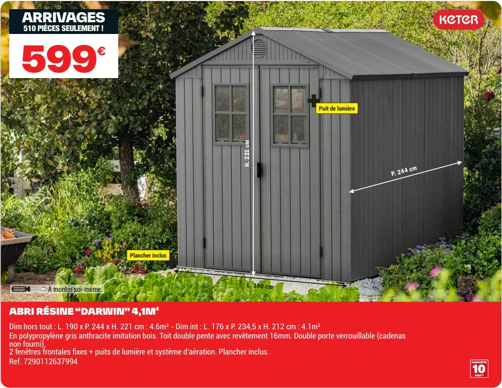 abri de jardin brico dépôt en résine