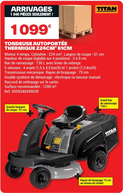tracteur tondeuse autoportée brico dépôt à 1 099€