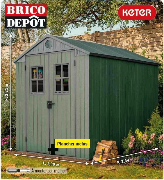 abri de jardin en résine brico dépôt dans le catalogue publicitaire du 17 avril