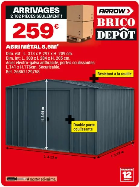 abri de jardin brico dépôt en métal anti rouille