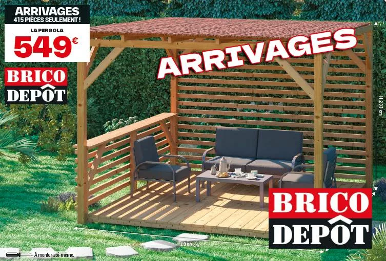 arrivage de pergola dans le catalogue brico dépôt du 17 avril