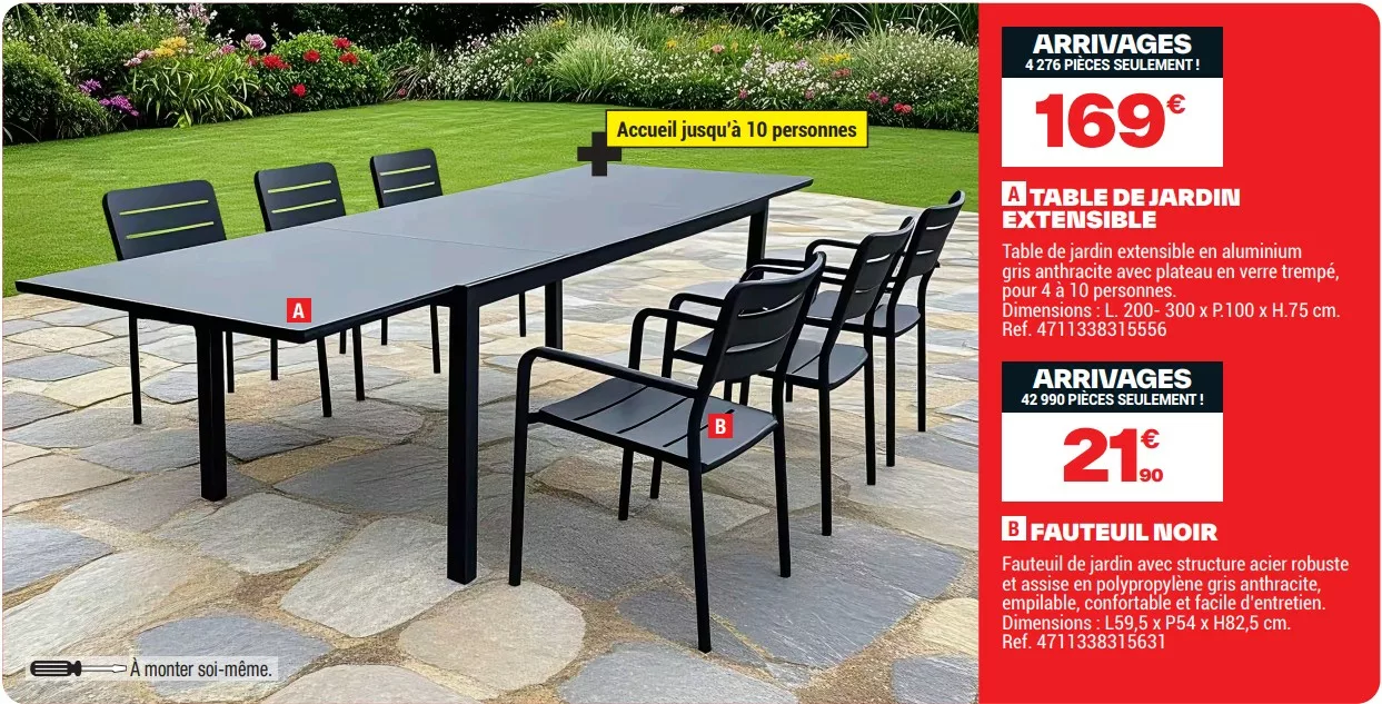 salon de jardin brico dépôt en métal dans le catalogue du 3 avril 2026