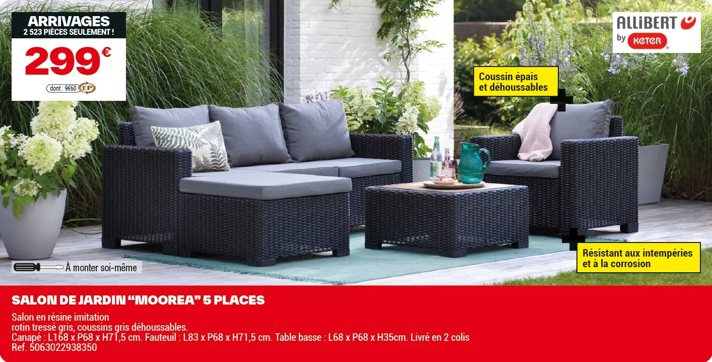 un salon de jardin brico depot à 299€