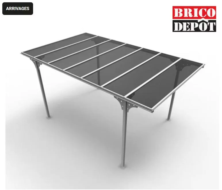 détail toit polycarbonate anti-UV 6mm carport aluminium brico dépôt